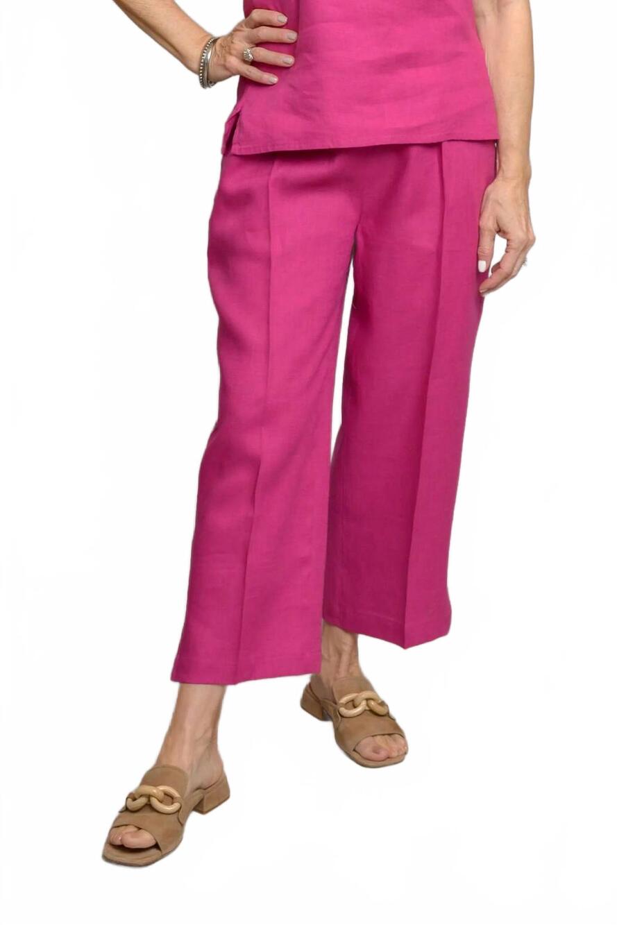NEW CROWN LINEN classic linen capri in magenta
